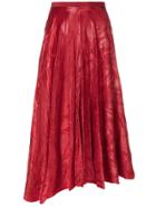 Maison Margiela Leaf Embossed Asymmetric Midi Skirt - Red