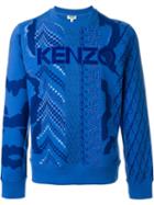 Kenzo Multi Pattern Sweatshirt, Men's, Size: L, Blue, Cotton