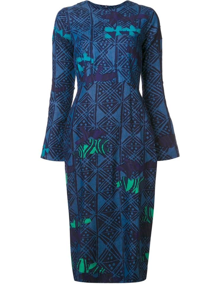 Maki Oh Adire Camouflage Dress, Women's, Size: Medium, Blue, Cotton