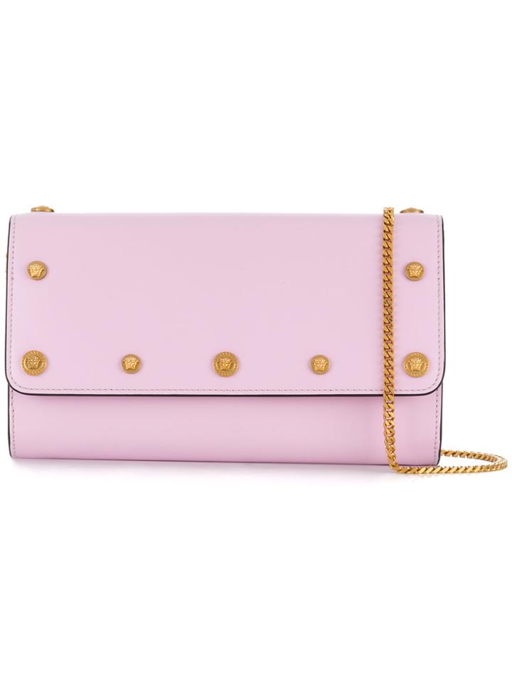 Versace Studded Medusa Clutch - Pink & Purple