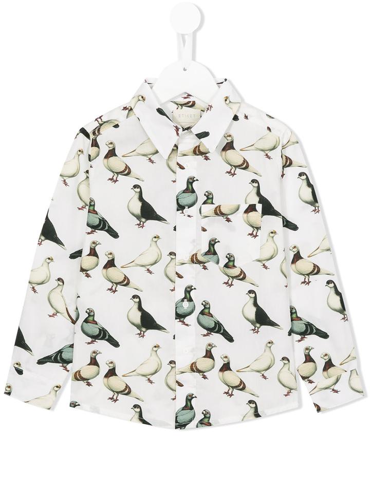 Etiket Pigeon Print Shirt, Boy's, Size: 8 Yrs, White