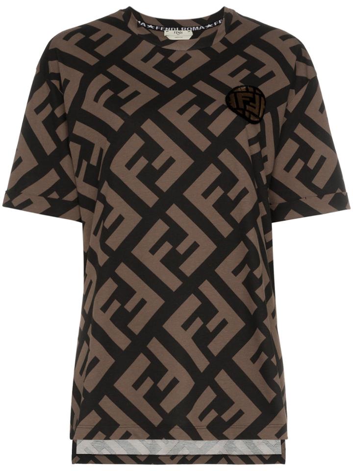 Fendi Ff Logo Print T-shirt - Brown