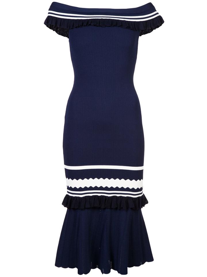 Jonathan Simkhai Ribbed Flared Dress - Blue