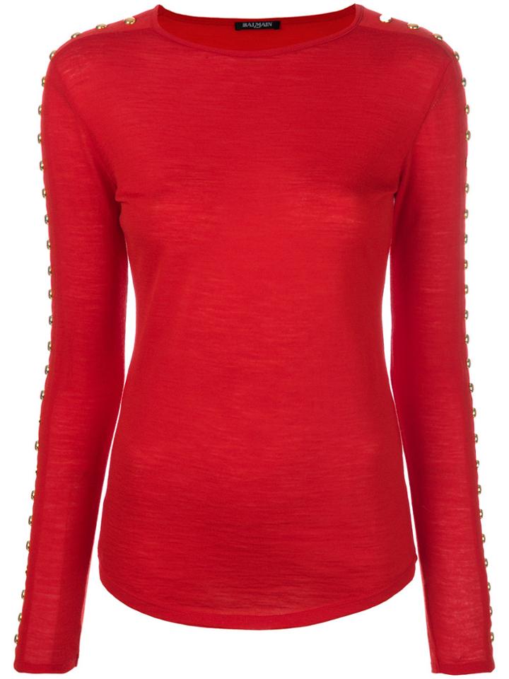 Balmain Stud Detail Top - Red