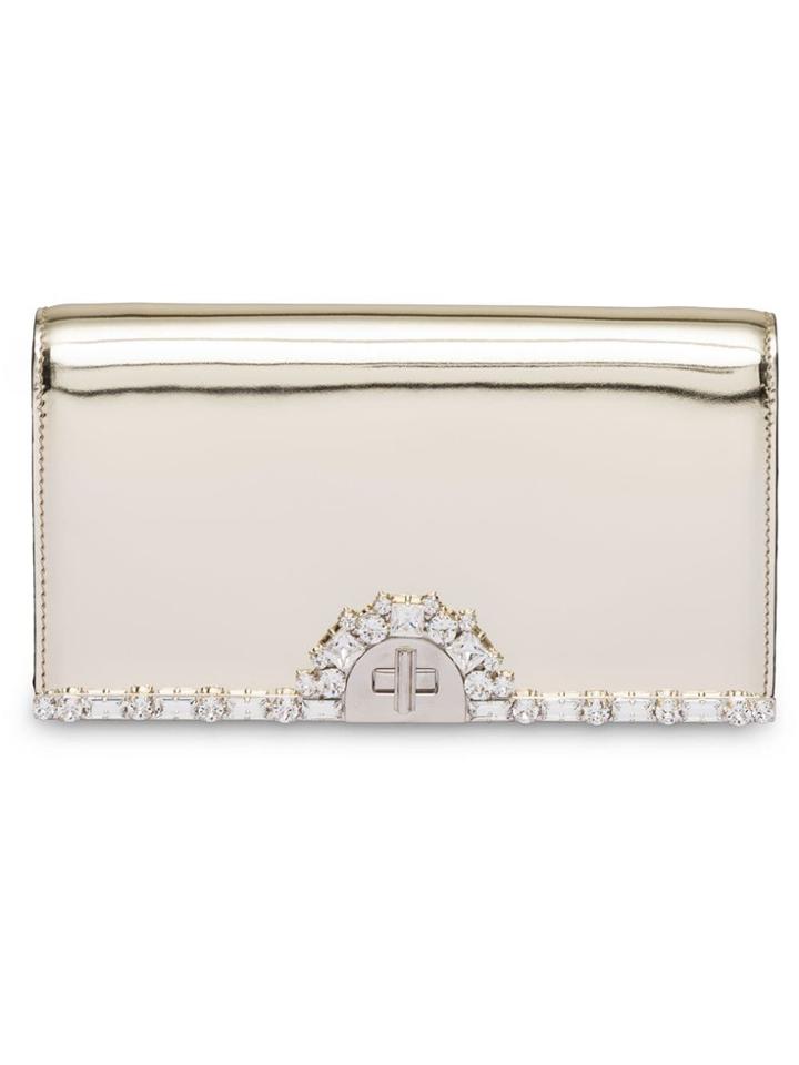 Prada Metallic Leather Clutch Bag - Gold