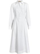 Burberry Panelled Stretch Cotton Shirt Dress - White