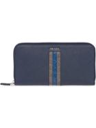 Prada Continental Saffiano Wallet - Blue