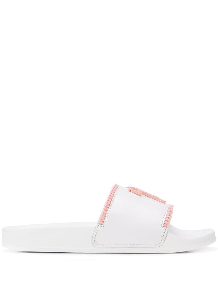 Giuseppe Zanotti Halley Zipper Detail Slides - White