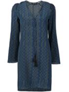 Derek Lam Zigzag Pattern V-neck Dress, Women's, Size: 44, Blue, Silk