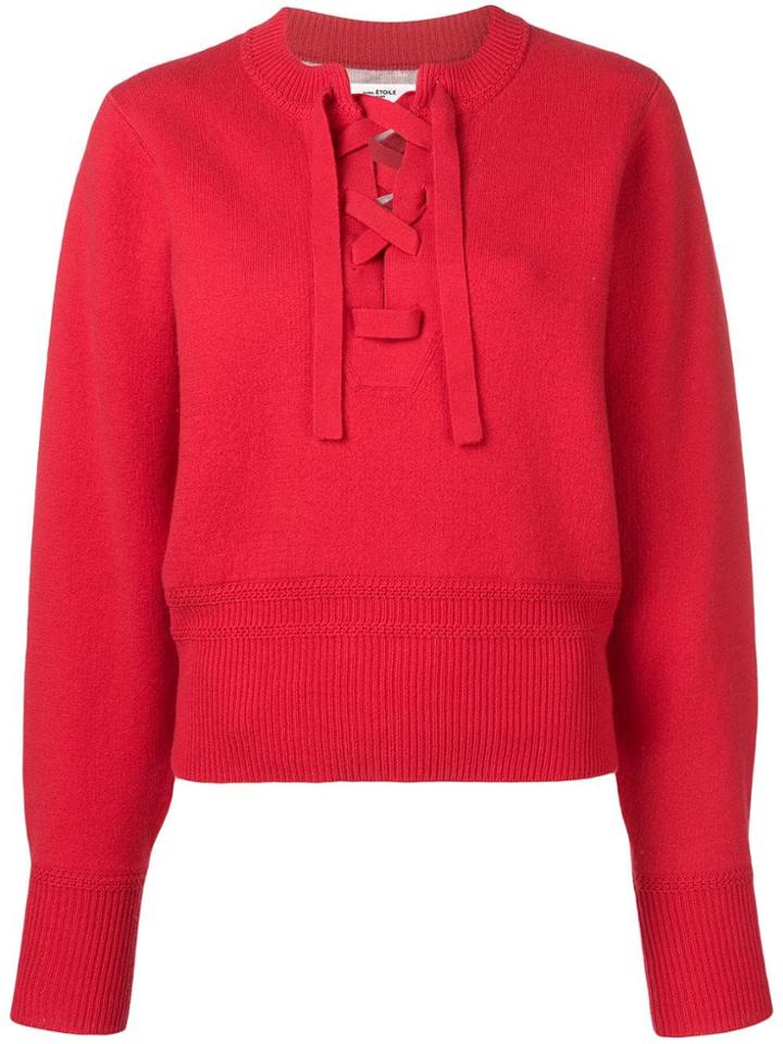 Isabel Marant Étoile Lace-up Long Sleeve Sweater - Red