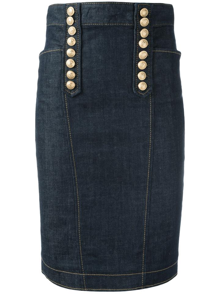 Dsquared2 Livery Denim Pencil Skirt, Women's, Size: 42, Blue, Cotton/spandex/elastane