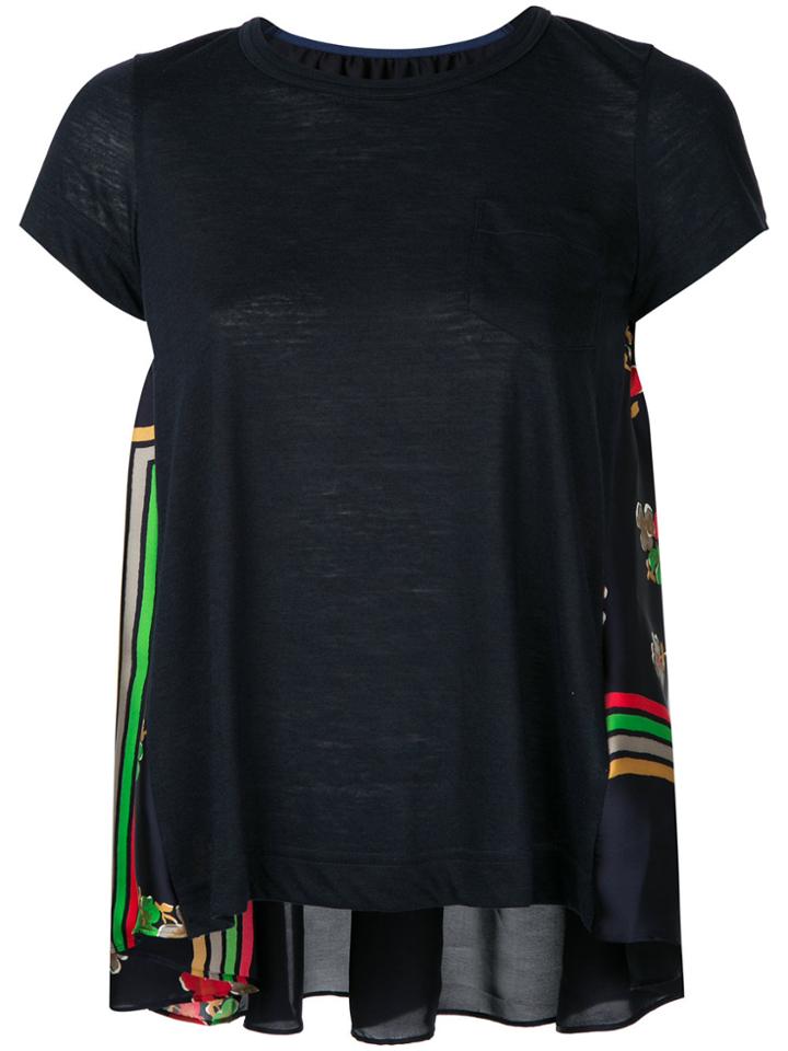 Sacai Printed Panel T-shirt - Blue