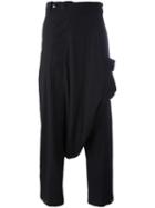 Tom Rebl Oversized Drop-crotch Trousers, Men's, Size: 46, Black, Cotton/acrylic/linen/flax/spandex/elastane