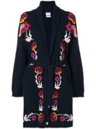Barrie Floral Intarsia Cardigan - Blue
