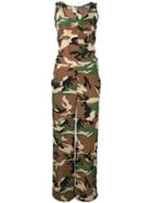 P.a.r.o.s.h. - Simetic Camouflage Jumpsuit - Women - Silk - Xs, Brown, Silk