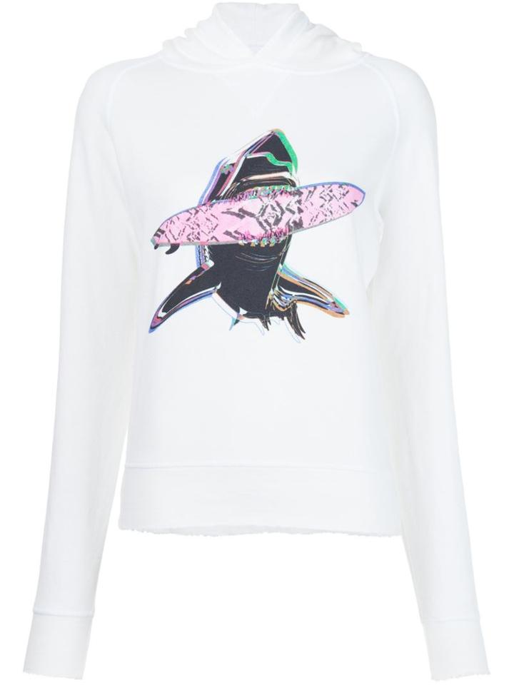 Baja East Shark Print Hoodie, Women's, Size: 0, White, Supima Cotton