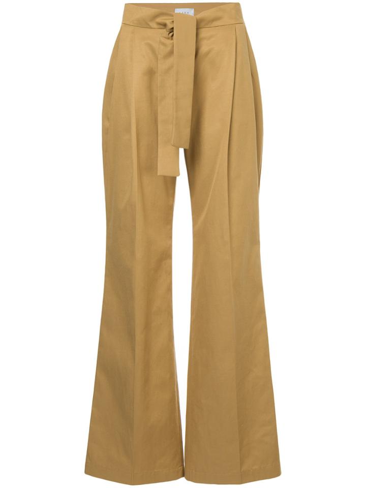 Liya High Waist Flared Cuff Trousers - Brown