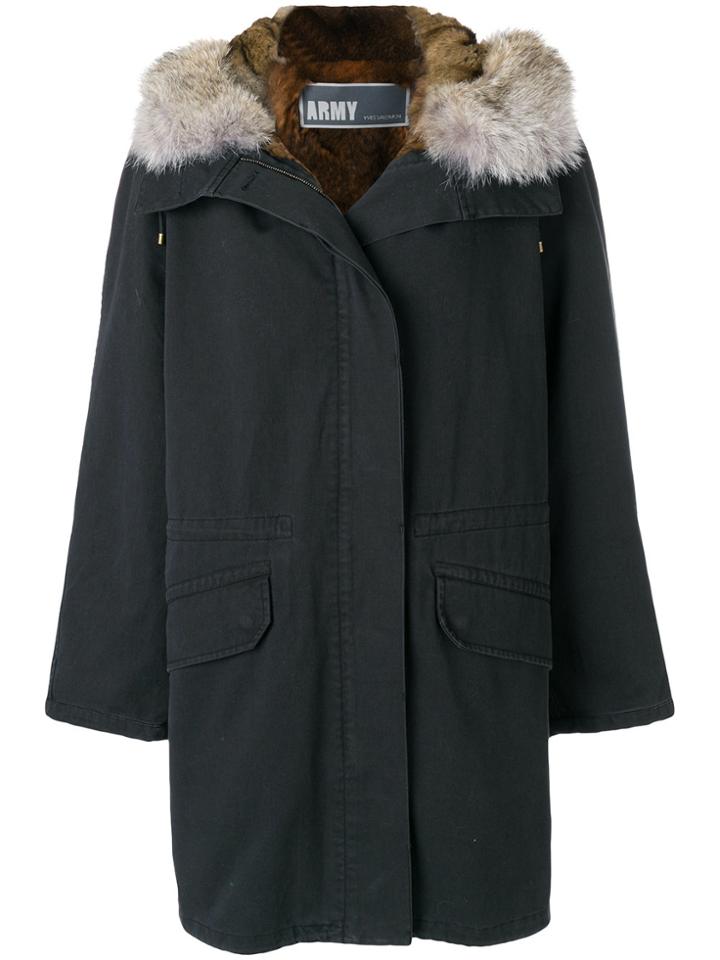 Army Yves Salomon Fur Trim Parka - Black