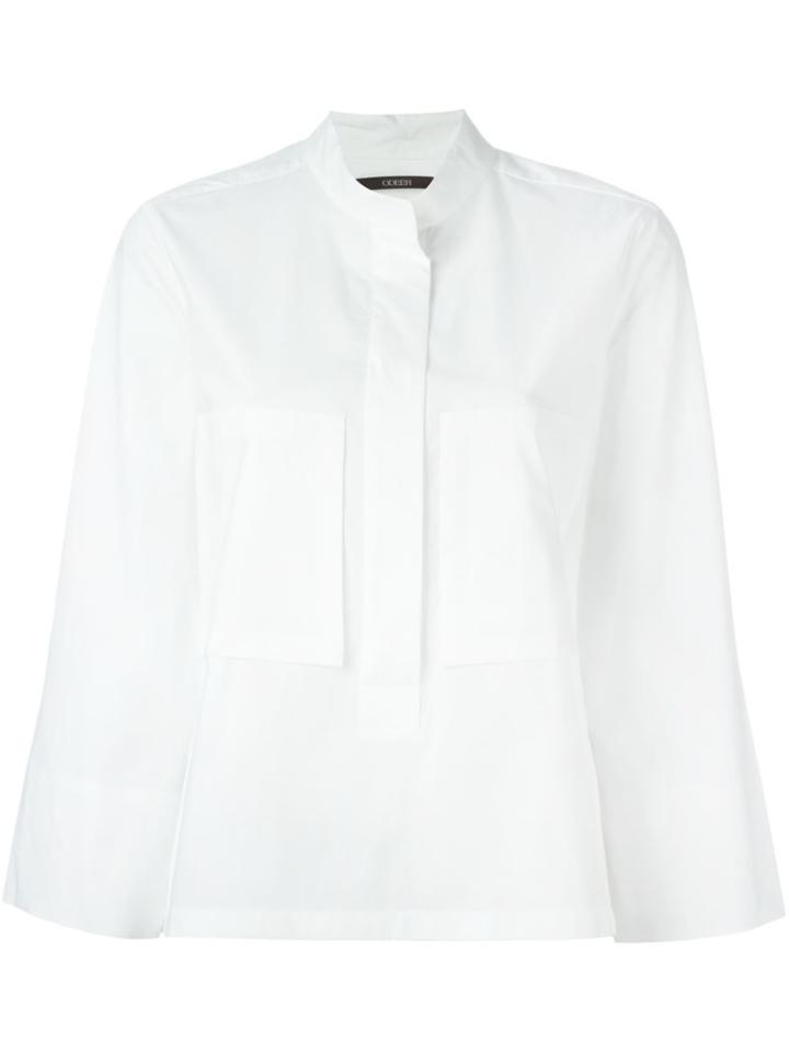 Odeeh Band Collar Shirt, Women's, Size: 38, White, Cotton