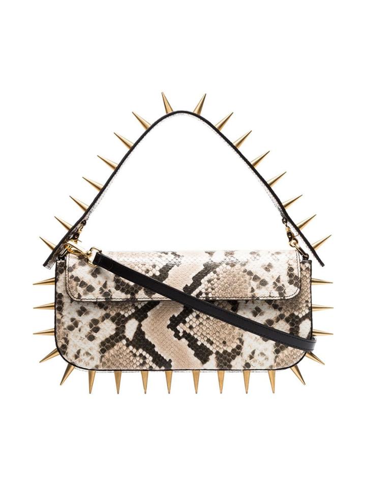 Marques'almeida Brown Snake Print Spike Leather Shoulder Bag -