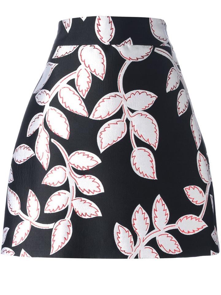 Msgm Floral Jacquard A-line Skirt, Women's, Size: 44, Black, Acrylic/polyamide/polyester/metallic Fibre