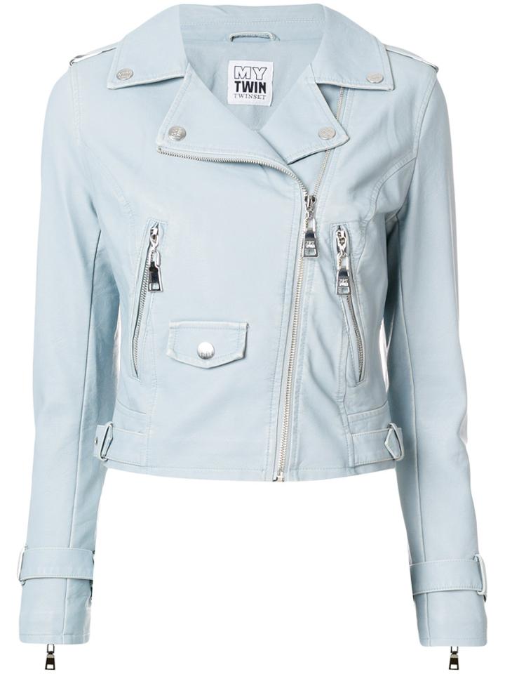 Twin-set Zip Up Biker Jacket - Blue