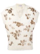Brunello Cucinelli - Floral Knit T-shirt - Women - Cotton/polyamide/polyester - Xs, Nude/neutrals, Cotton/polyamide/polyester