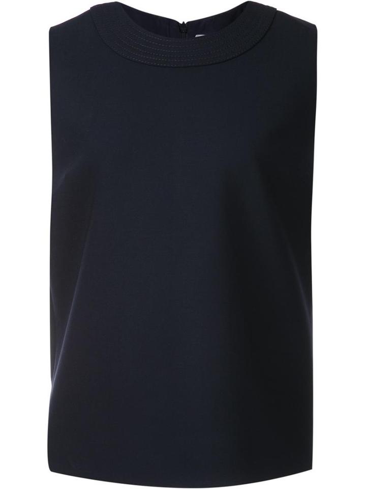 Victoria Victoria Beckham Stitching Detail Top, Women's, Size: 12, Blue, Silk/wool/spandex/elastane/cotton