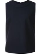 Victoria Victoria Beckham Stitching Detail Top, Women's, Size: 12, Blue, Silk/wool/spandex/elastane/cotton