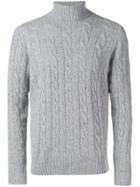 Borrelli Cable Knit Turtleneck Jumper - Grey