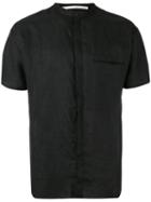 Isabel Benenato Mandarin Neck Shortsleeved Shirt, Men's, Size: 48, Black, Linen/flax