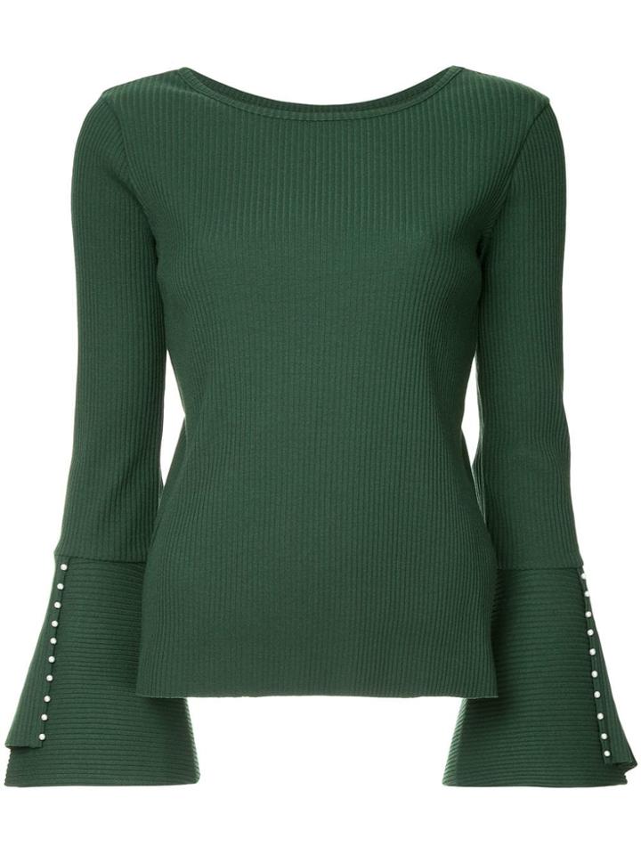 Le Ciel Bleu Pearl Trimming Cuffs Blouse - Green