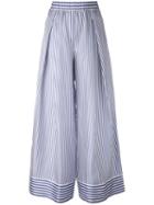 P.a.r.o.s.h. - Striped Trousers - Women - Silk - S, Blue, Silk