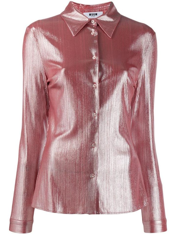 Msgm Shine-effect Shirt - Pink