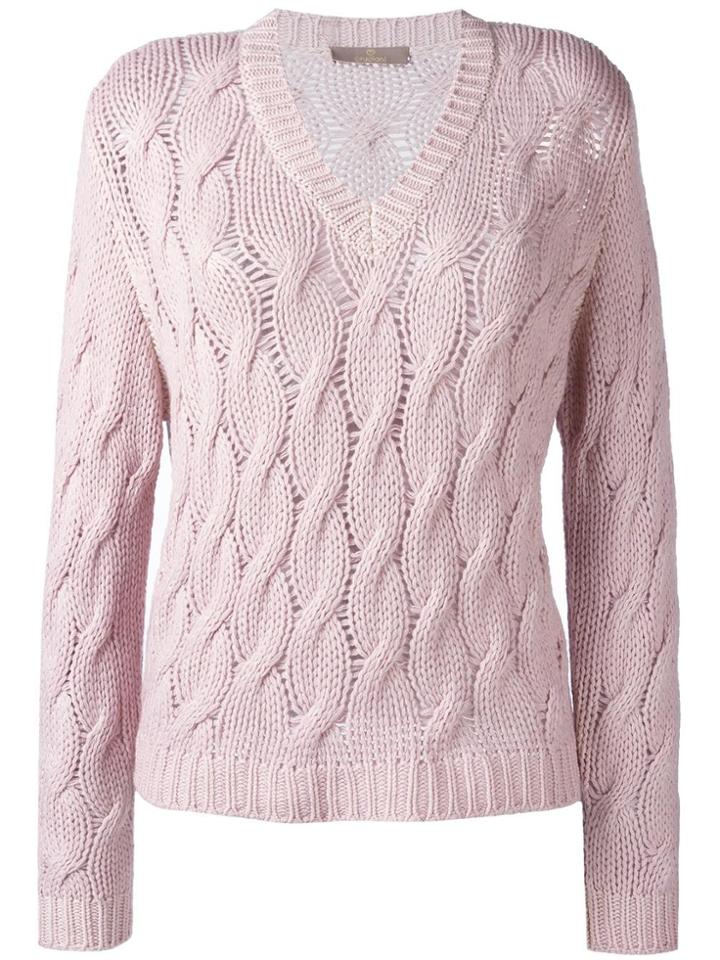 Cruciani Cashmere Cable Knit Jumper - Pink & Purple