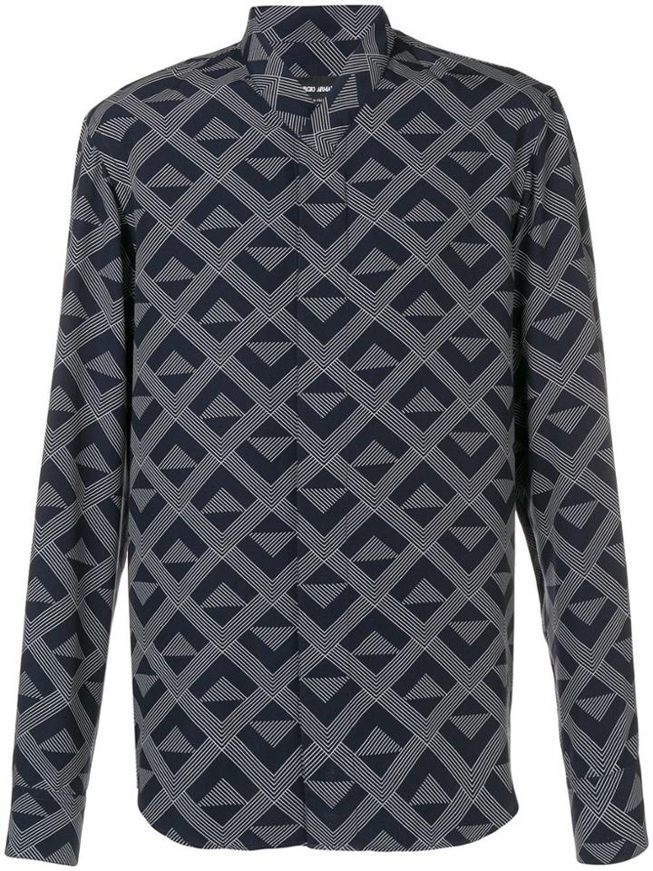 Giorgio Armani Geometric Pattern Shirt - Blue