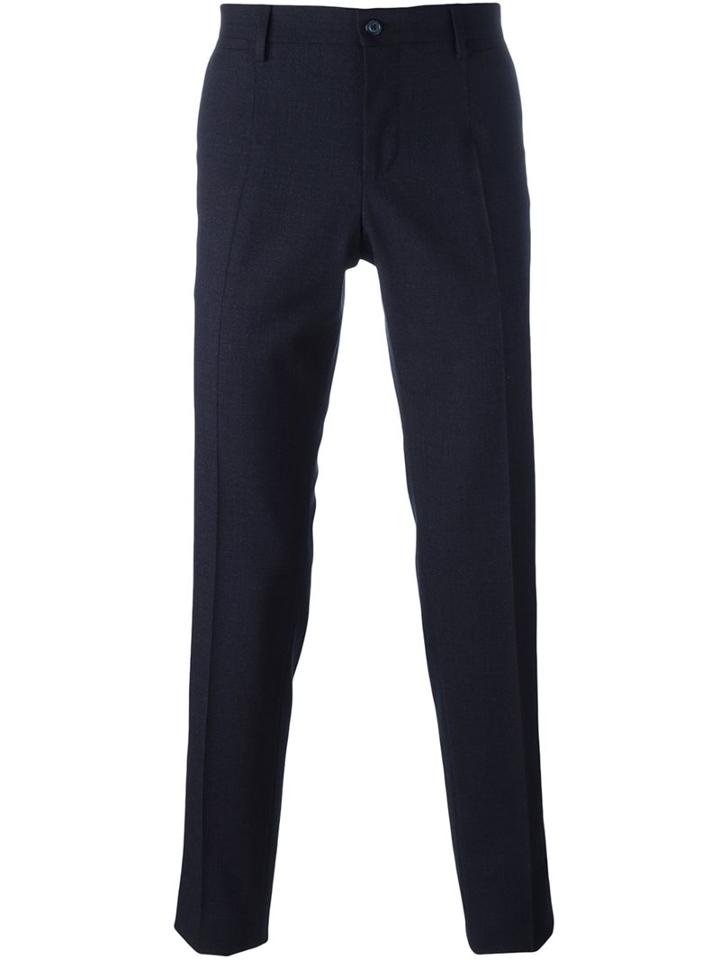 Dolce & Gabbana Tailored Trousers, Men's, Size: 50, Blue, Cotton/spandex/elastane/virgin Wool