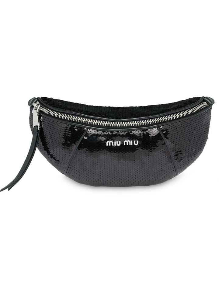 Miu Miu Sequin Belt Bag - Black