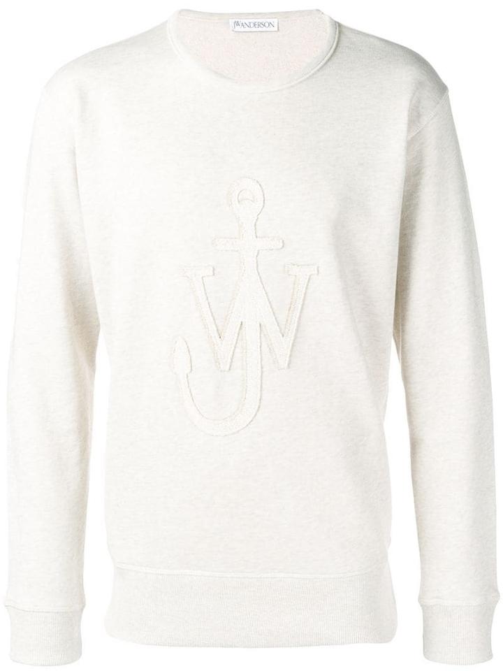 Jw Anderson Embroidered Anchor Logo Sweatshirt - Neutrals