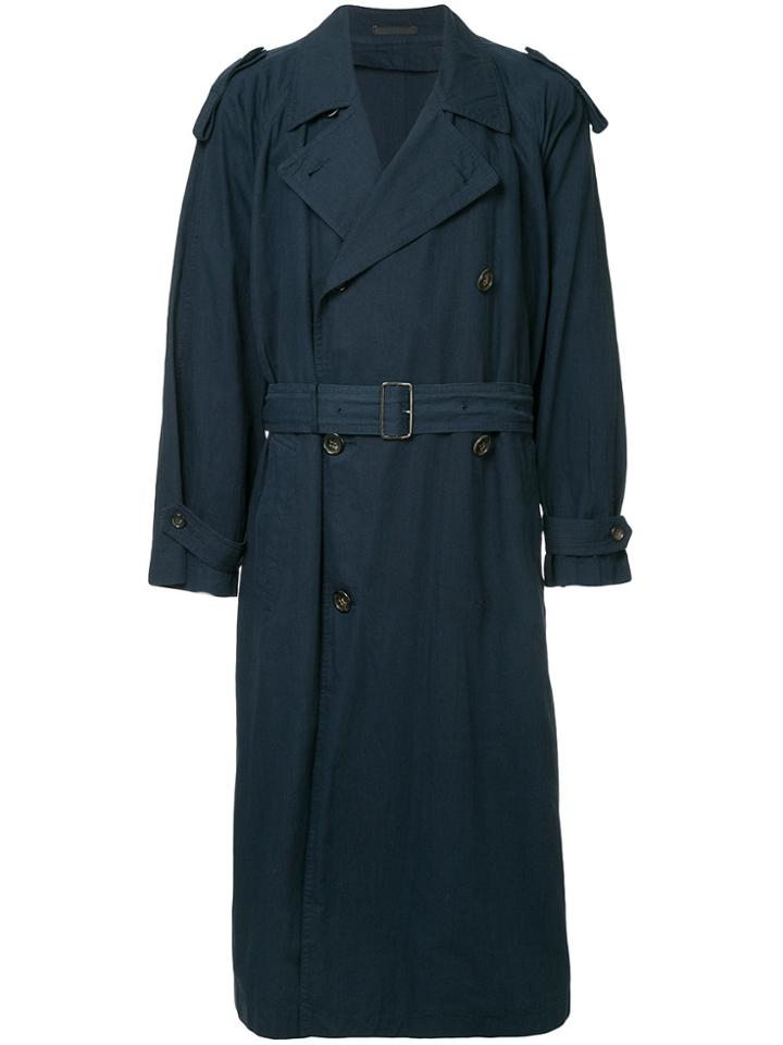 Comme Des Garçons Vintage Double Breasted Trench Coat - Blue