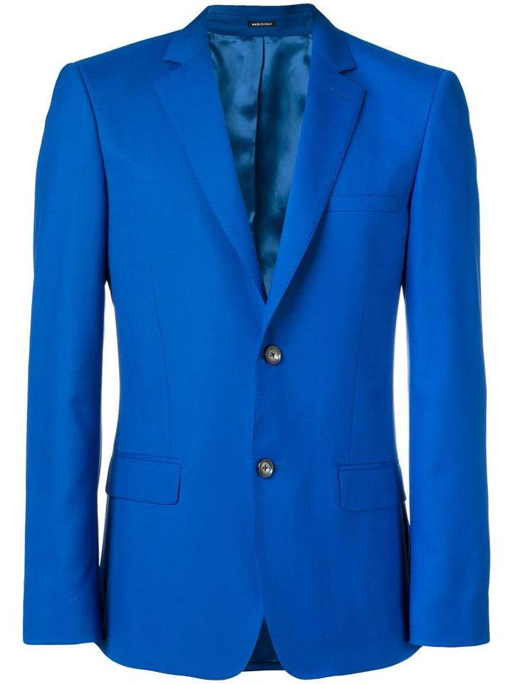 Alexander Mcqueen Two Button Blazer, Men's, Size: 48, Blue, Wool/virgin Wool/silk/viscose