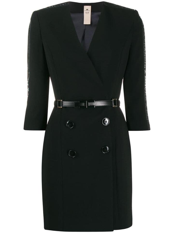 Elisabetta Franchi Double Breasted Wrap Dress - Black