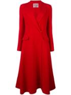 Lanvin Ruffled Hem Coat, Women's, Size: 40, Red, Cotton/viscose/wool
