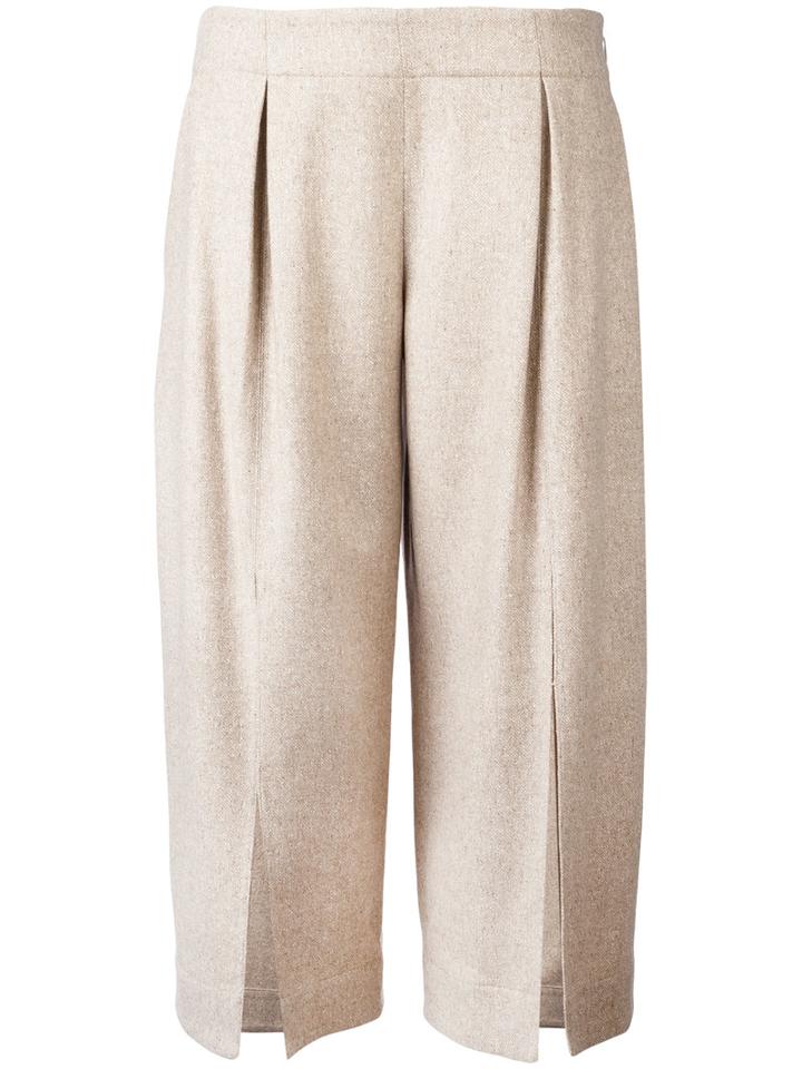 Nehera - Front Slit Culottes - Women - Silk/cotton/polyamide/virgin Wool - 38, Women's, Nude/neutrals, Silk/cotton/polyamide/virgin Wool