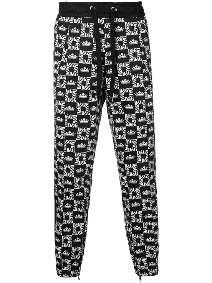 Dolce & Gabbana Crown-print Track Pants - Black