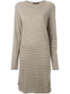 Bassike Striped French Seam Dress, Women's, Size: 14, Green, Organic Cotton