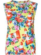 Moschino Floral And Traffic Cone Shell Top - Green