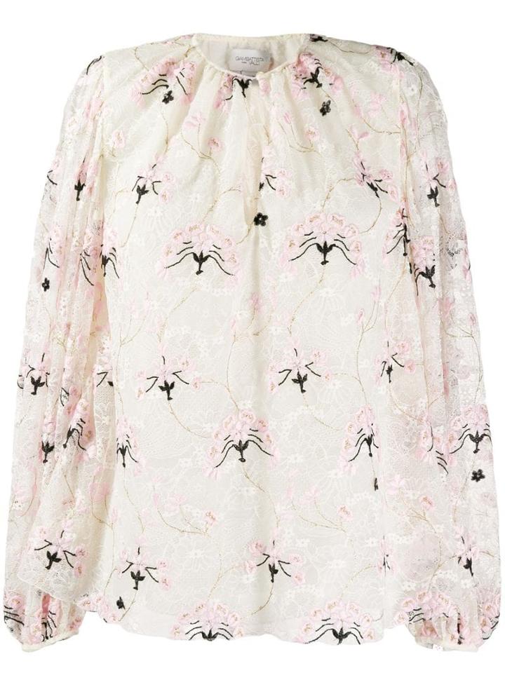 Giambattista Valli Floral Embroidery Blouse - Neutrals