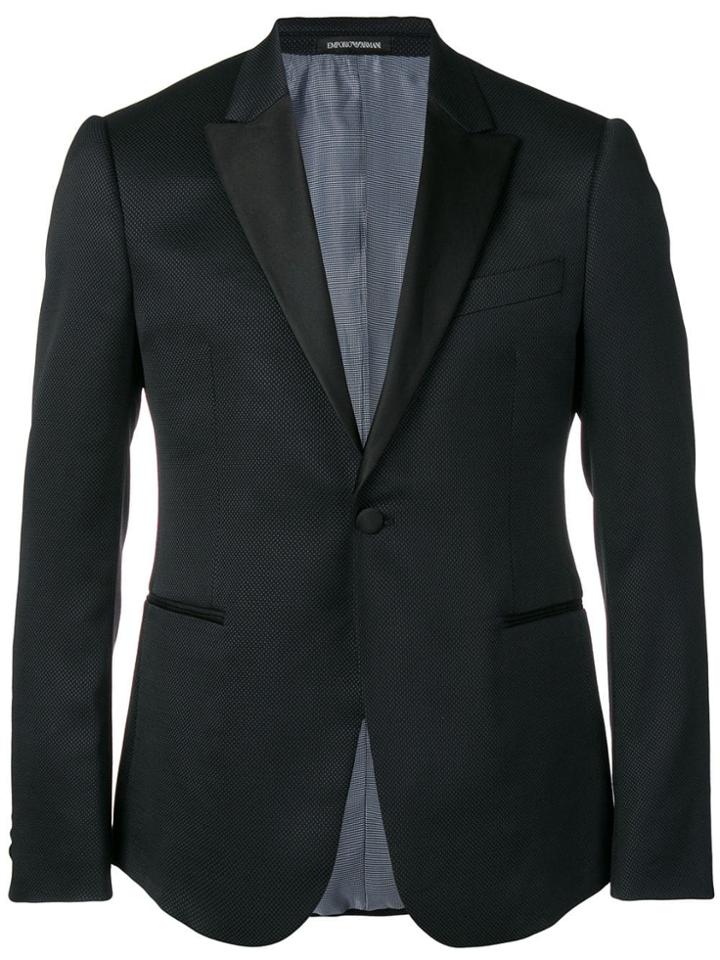 Emporio Armani Micro Check Tuxedo Jacket - Blue