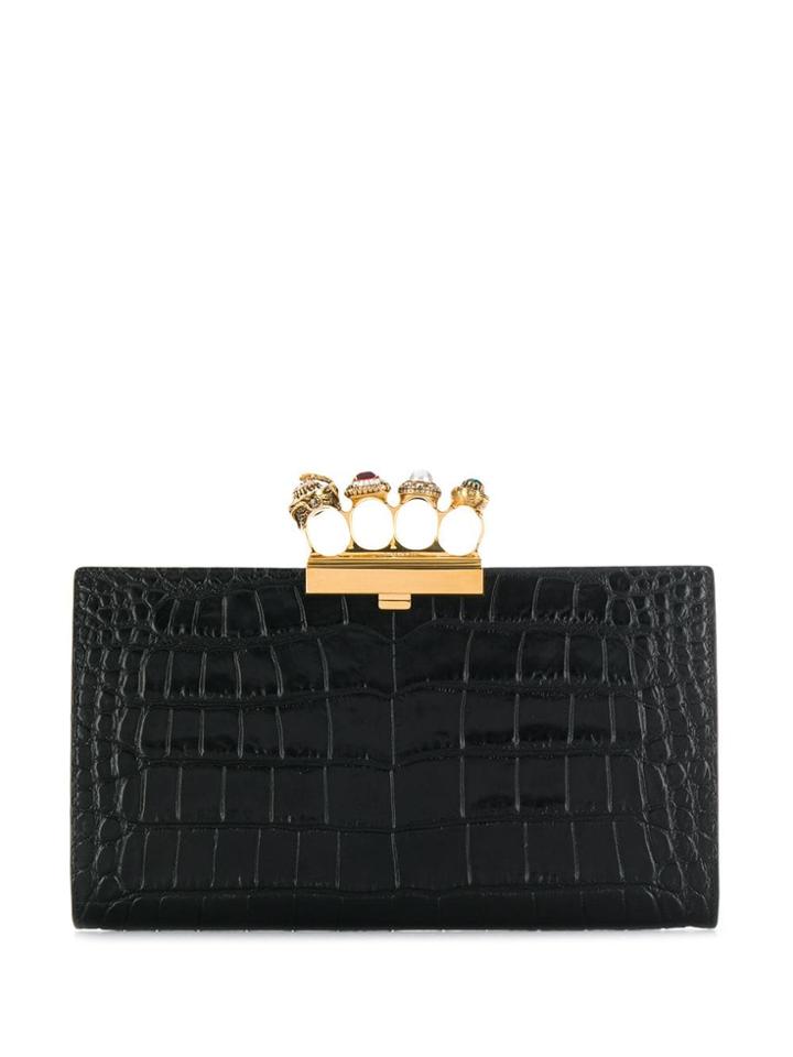 Alexander Mcqueen Four Ring Clutch - Black